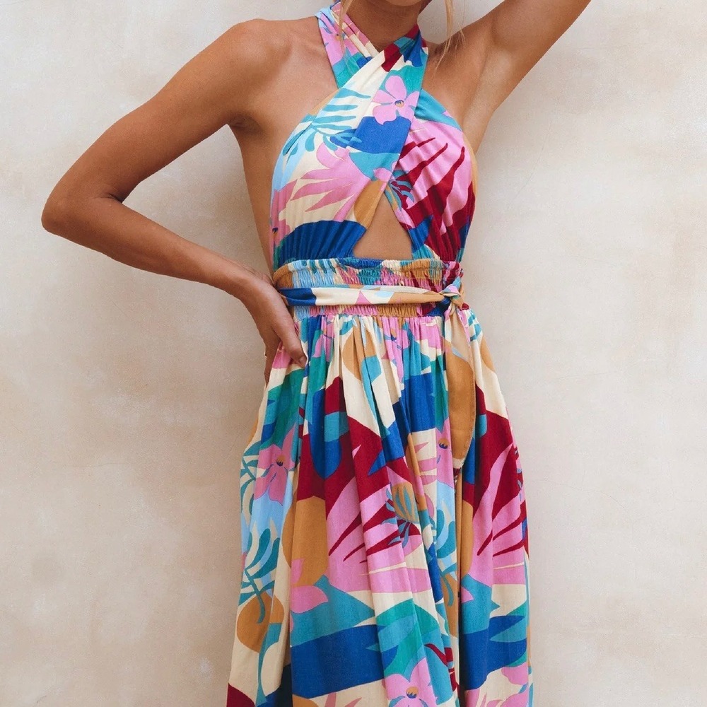Bali Elf Glowing Hera Infinity Dress, Havana Tropical Print Sz S - Picture 3 of 8
